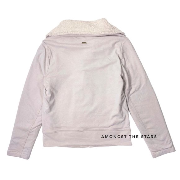 prAna Xina Sherpa Fleece Moto Pebble Grey Jacket - Picture 8 of 8